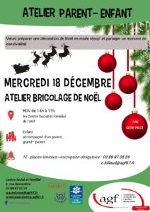 ATELIER PARENT-ENFANT: BRICOLAGE DE NOËL ATELIER PARENT-ENFANT: BRICOLAGE DE NOËL